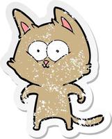 noodlijdende sticker van een cartoonkat vector