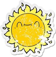 noodlijdende sticker van een happy cartoon zon vector