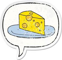 cartoon kaas en tekstballon noodlijdende sticker vector