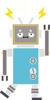 egale kleur retro cartoon defecte robot vector