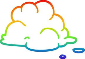regenbooggradiënt lijntekening cartoon pluizige witte wolken vector