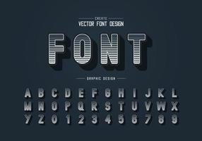 lijn lettertype en alfabet vector, digitale stijl lettertype letter en nummer ontwerp vector