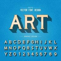 lettertype en alfabetvector, kunstletterontwerp en grafische tekst op grunge blauwe achtergrond vector