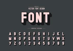 schaduw lettertype en alfabet vector, stijl lettertype letter en nummer ontwerp, grafische tekst op achtergrond vector