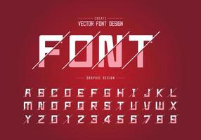 lettertype en alfabetvector, vierkant lettertype letter en cijferontwerp, grafische tekst op achtergrond vector