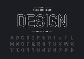 lijn lettertype en alfabet vector, lettertype letter en nummer ontwerp, grafische tekst op achtergrond vector
