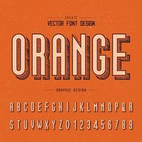 lettertype en alfabetvector, schetsbriefontwerp en grafische tekst op oranje achtergrond vector