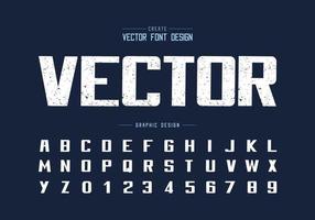 textuurlettertype en vetgedrukte alfabetvector, ruw lettertype en nummerontwerp vector