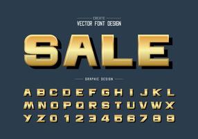 verkoop gouden lettertype en vetgedrukte alfabetvector, gouden ontwerplettertype en cijfer vector