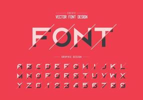 gesneden lettertype en alfabet vector, vet lettertype letter en nummer ontwerp, grafische tekst op achtergrond vector