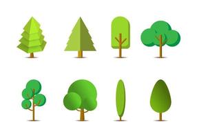 pictogram groene bomen vector ingesteld op witte achtergrond, platte bos vector collectie