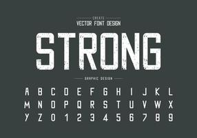 textuur lettertype en alfabet vector, ruw lettertype en letter nummer ontwerp, grafische tekst op achtergrond vector