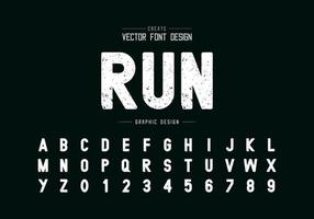 textuur lettertype en alfabet vector, ruwe stijl lettertype letter en nummer ontwerp, grafische tekst op achtergrond vector