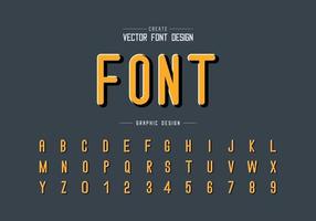 lettertype en alfabetvector met schaduw, letterstijllettertype en nummerontwerp vector