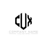 cux letter logo-ontwerp met veelhoekvorm. cux veelhoek en kubusvorm logo-ontwerp. cux zeshoek vector logo sjabloon witte en zwarte kleuren. cux-monogram, bedrijfs- en onroerendgoedlogo