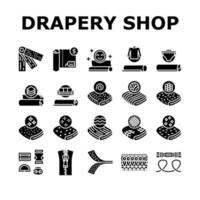 draperie winkel verkoop collectie iconen set vector