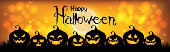 Halloween-poster, nachtachtergrond met griezelig kasteel en pompoenen, illustratie. wenskaart Halloween-viering, Halloween-partijaffiche.