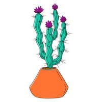 kleurrijke cactus doodle illustratie set. vector