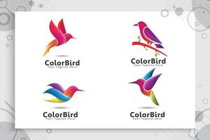 set van kleurrijke vogel vector logo ontwerp met moderne stijl, illustratie digitale abstracte vogel.