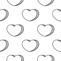 naadloos patroon met de hand getekend hart vector