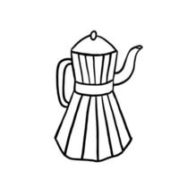 koffiezetapparaat of moka-pot, espressomachine, mokka-express in doodle-stijl. hand getrokken vectorillustratie geïsoleerd op een witte achtergrond. vector