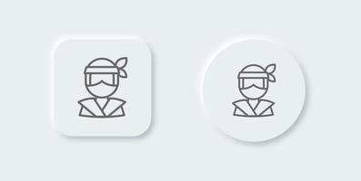 ninja lijn icoon in neomorfe ontwerpstijl. Japanse krijger tekenen vector illustratie.