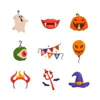 decoratie en accecoris voor halloween-feest vector