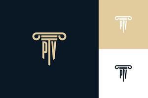 pv monogram initialen ontwerp logo. advocaat logo ontwerpideeën vector