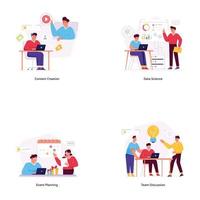 set platte illustraties voor teamplanning vector