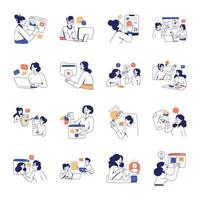 verzameling platte illustraties voor ontwerpen en teamwork vector