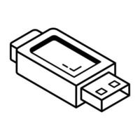 een usb-pictogram in lijnontwerp vector