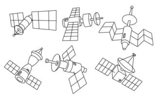 doodle set van schattige satelliet. vector