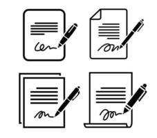 zakenman die een document ondertekent. het proces van zakelijke financiële overeenkomst. document met handtekening. vector