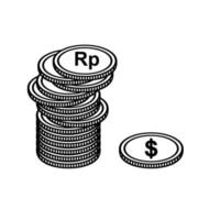 dollar naar rupiah, dollar naar idr pictogram symbool. geld valuta waarde. vector illustratie
