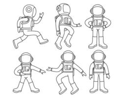 doodle set van schattige astronaut. vector