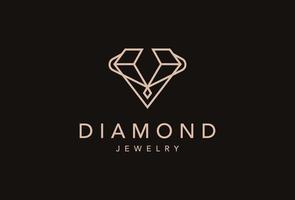 sieraden logo met diamant lijn kunst stijl pictogram ontwerpsjabloon. vector