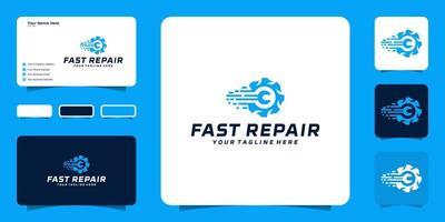 logo ontwerp inspiratie snelle reparatie voor motor-, auto- en reparatieservice vector