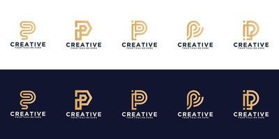 creatief logo collectie monogram letter p sjabloonontwerp vector