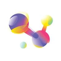 moleculen, atomen, dna. vector platte pictogram. moleculair rooster. afbeelding is geïsoleerd op een witte achtergrond. de combinatie van drie chemische elementen. demonstratie van wetenschappelijk experiment. bedrijfslogo.