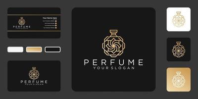 luxe ontwerp voor parfum logo ontwerpsjabloon en visitekaartje vector