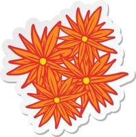 sticker van een cartoon heldere bloemen vector