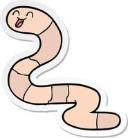 sticker van een tekenfilmworm vector