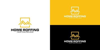 huis dak logo ontwerp inspiratie en vierkant frame vector