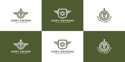 verzameling militaire logo's en insignes van legersoldaten vector
