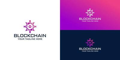 blockchain-technologie logo-ontwerpinspiratie, met stippen met elkaar verbonden vector