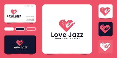 jazzmuziek liefde logo ontwerp inspiratie en visitekaartje vector