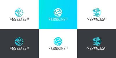 set van abstracte globe logo ontwerpsjabloon vector