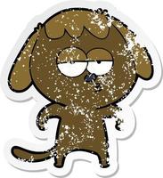 verontruste sticker van een cartoon verveelde hond vector