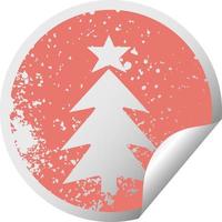 noodlijdende circulaire peeling sticker symbool kerstboom vector