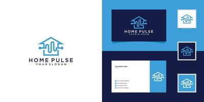 pulse huis logo sjabloon ontwerp vector en visitekaartje